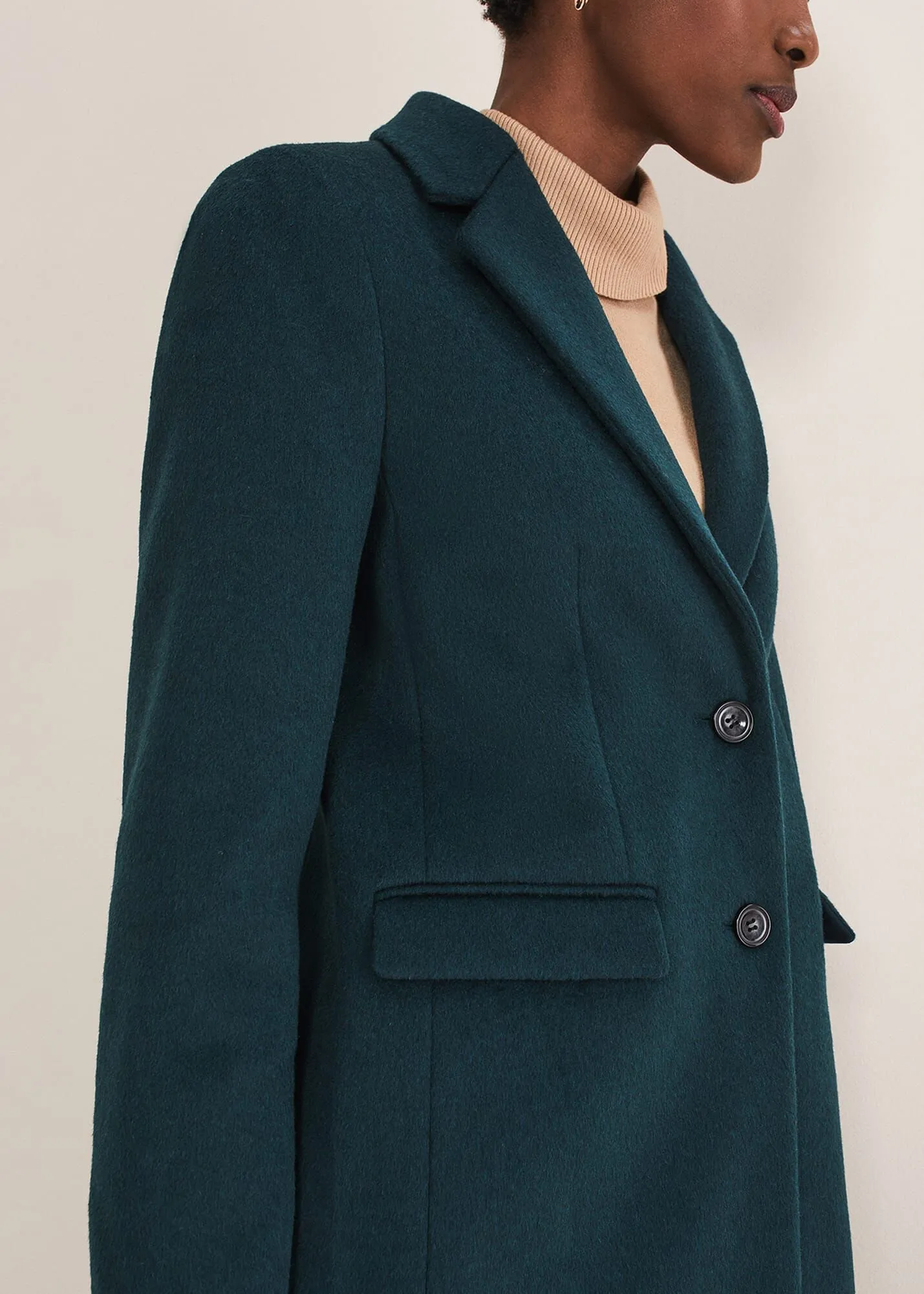 Lydia Forest Green Wool Smart Coat