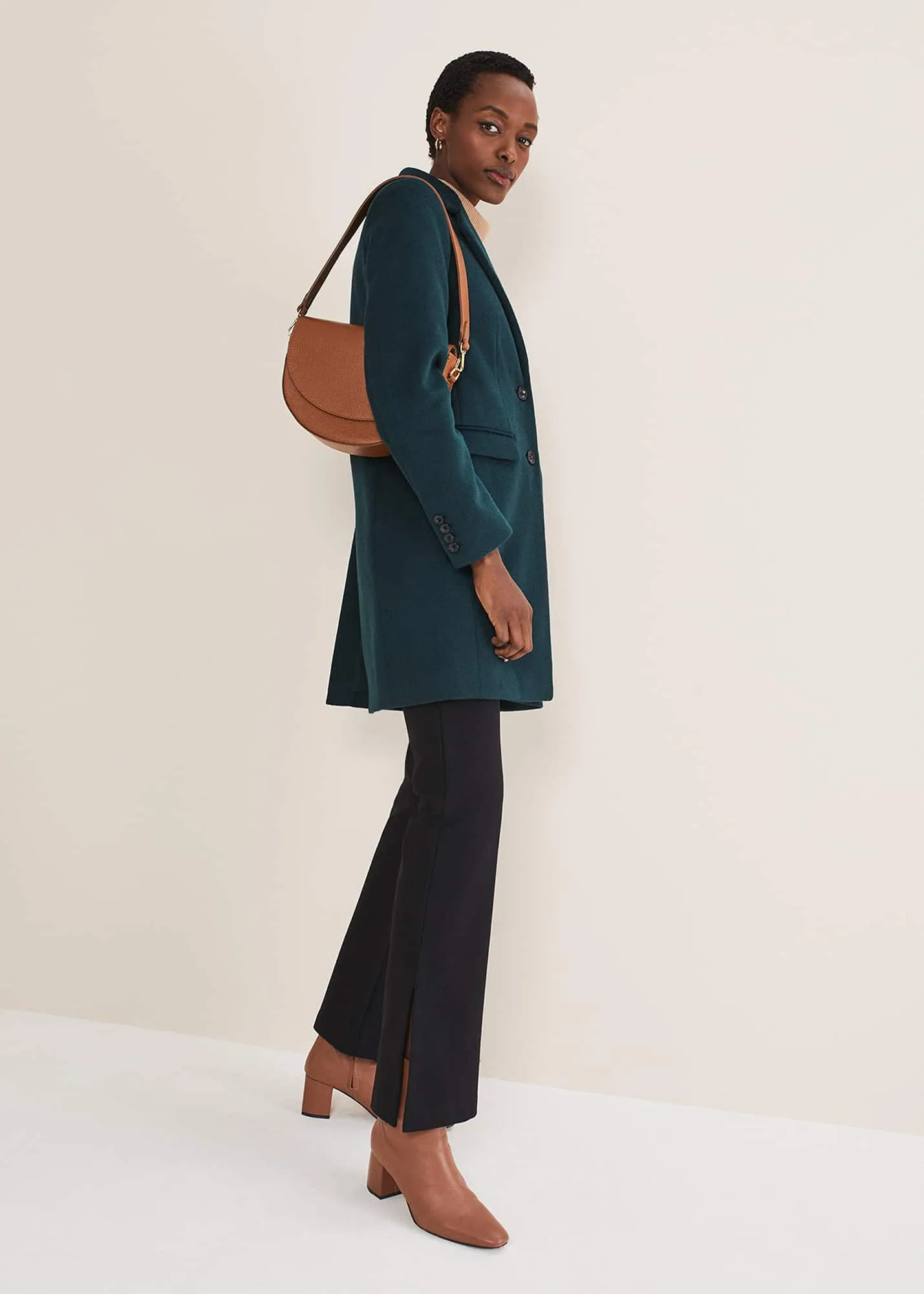 Lydia Forest Green Wool Smart Coat