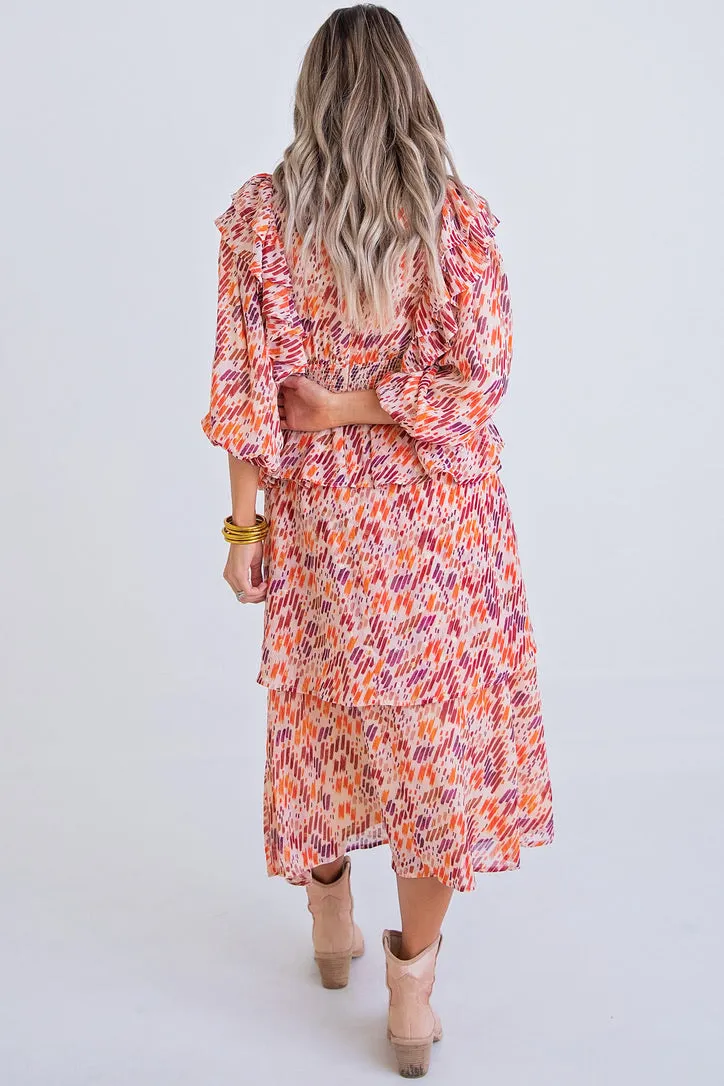 Multi Abstract Midi Dress