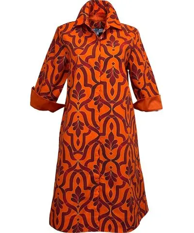 Perlavera Women's Yellow / Orange Clara Tile Orange Dress