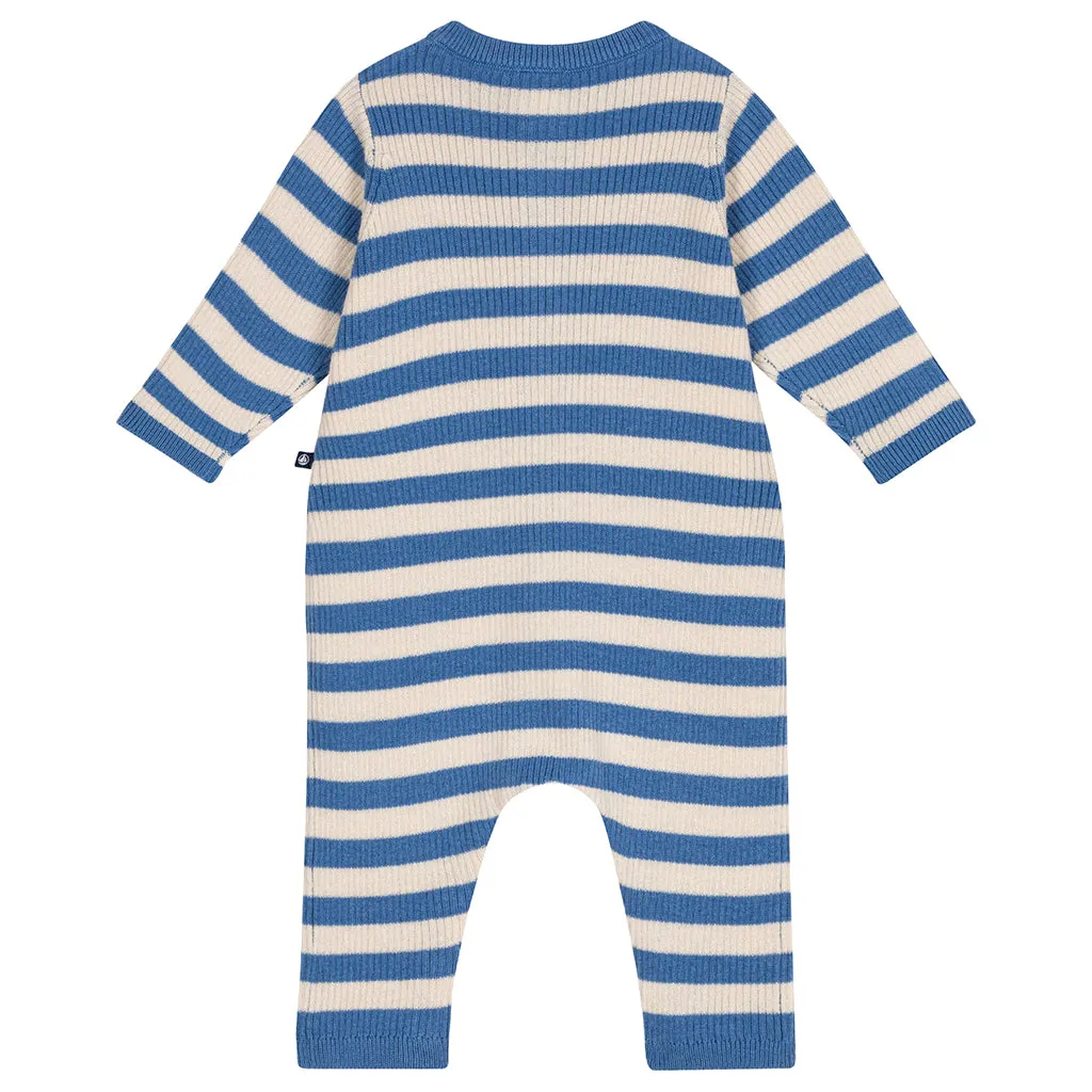 Petit Bateau Baby Knit Jumpsuit Beach Blue Stripes