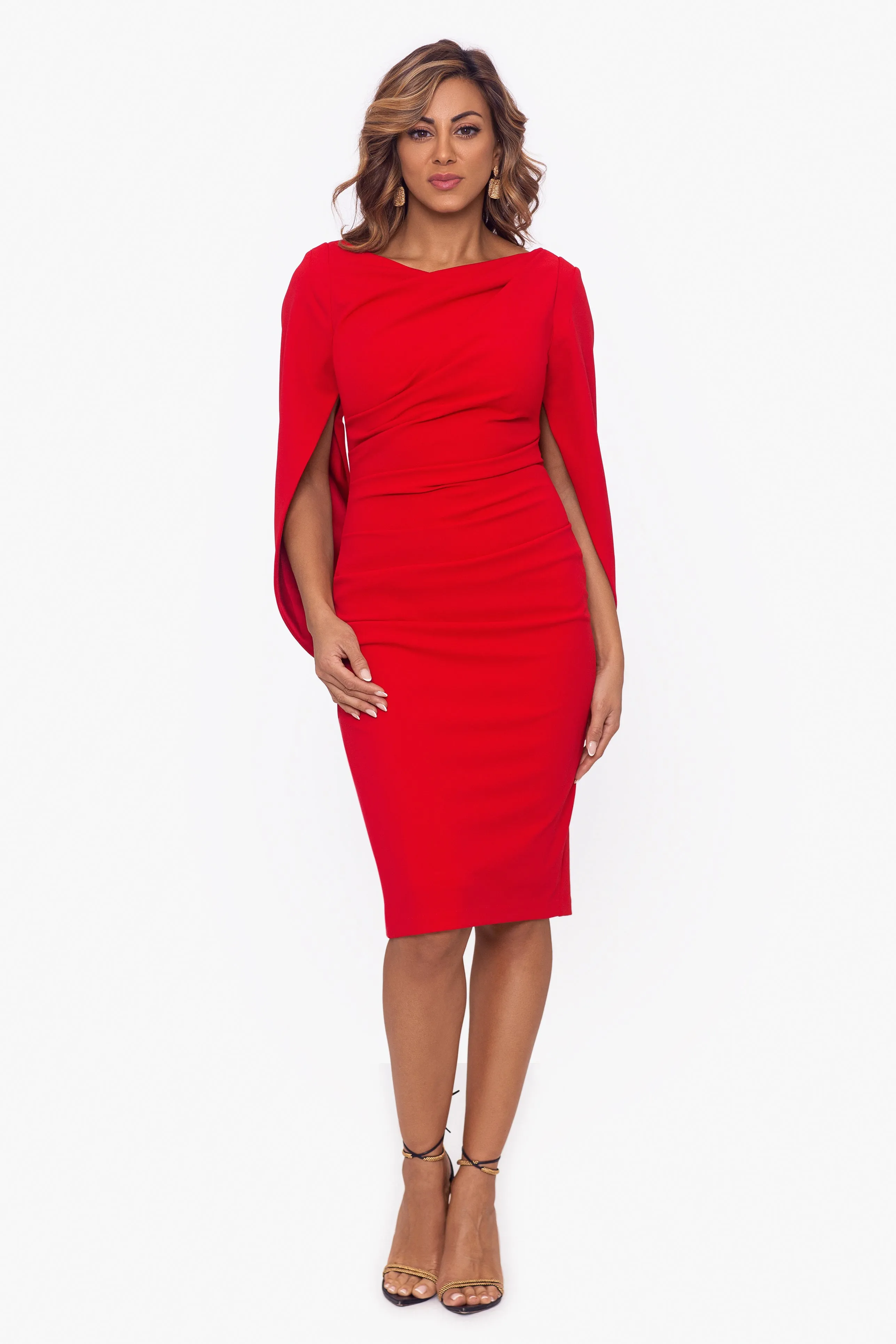 Petite Jordan Short Scuba Crape Draped Back Dress