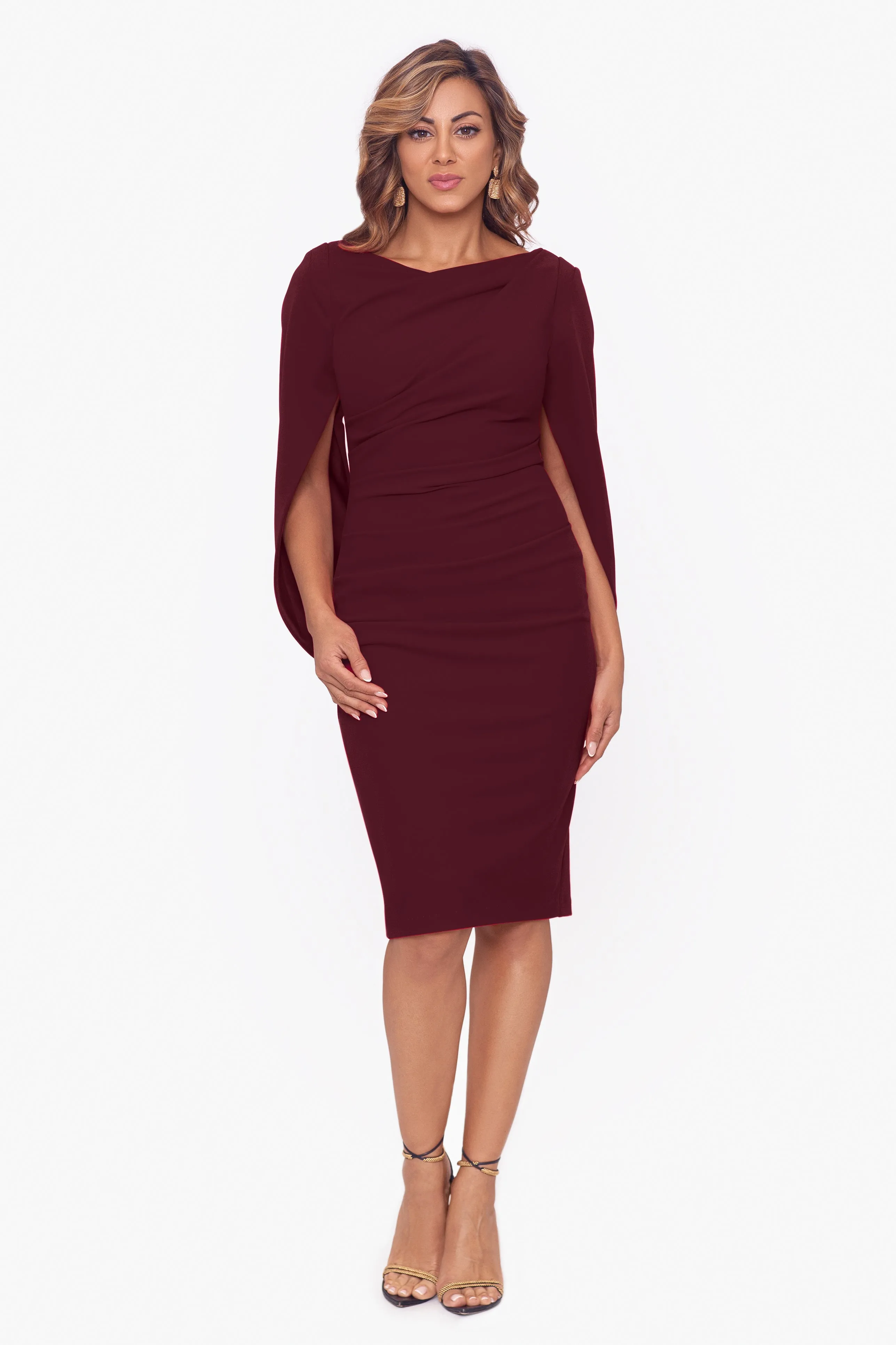 Petite Jordan Short Scuba Crape Draped Back Dress