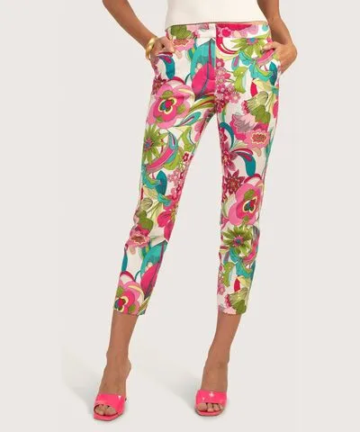 Pine Apparel Fab Floral Print Super Stretch Ankle Pants