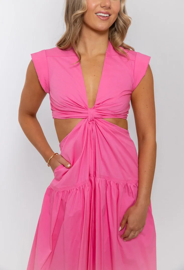 Poplin Knot Cut-Out Dress