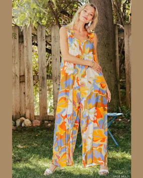 Ruffle Printed Jumpsuit