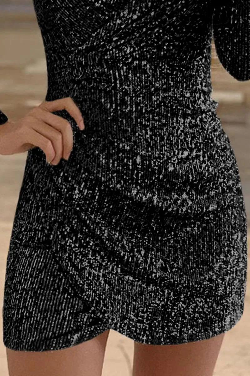 Sequin Surplice Wrap Bodycon Dress