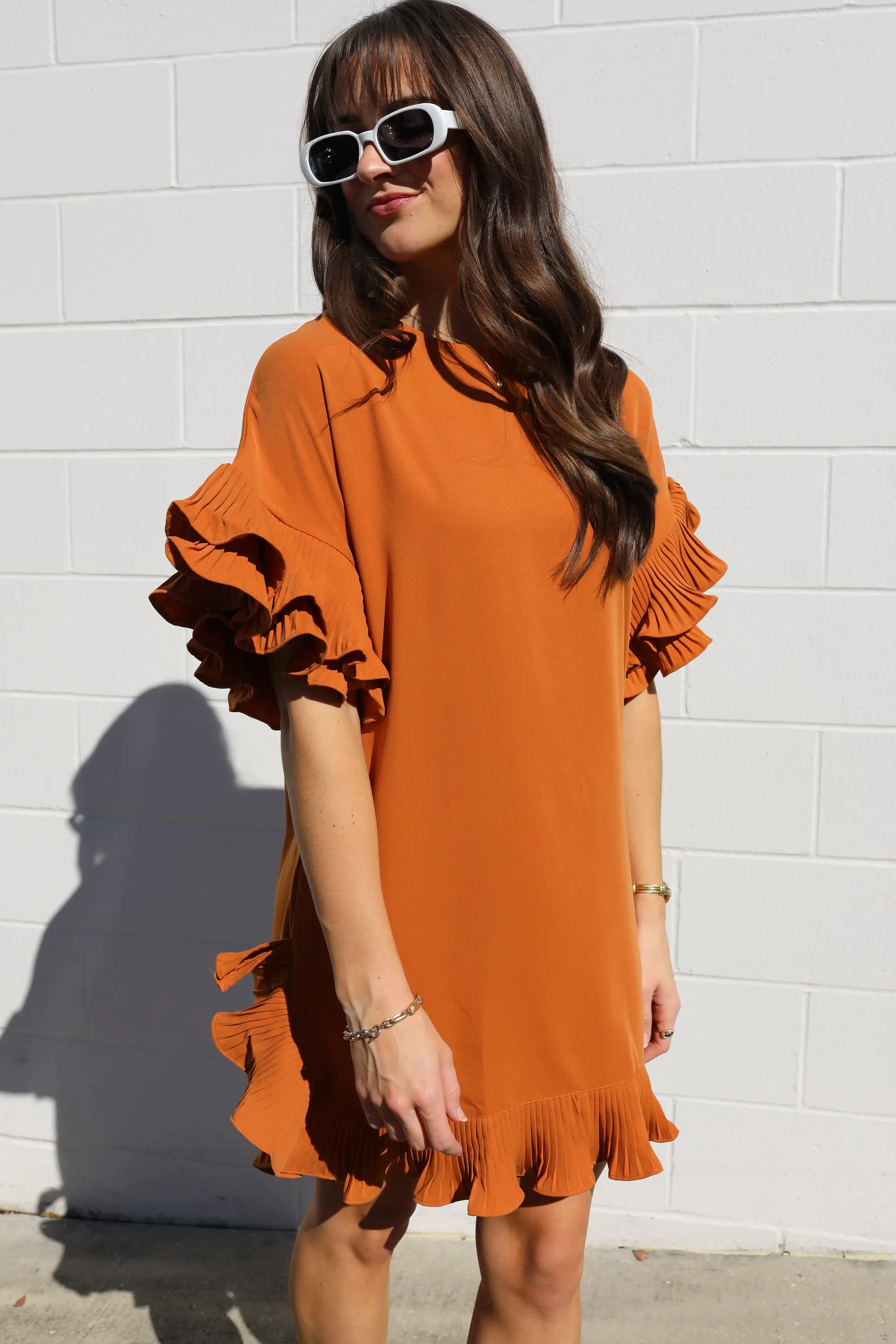 SIZE SMALL On The Boulevard Ruffle Dress