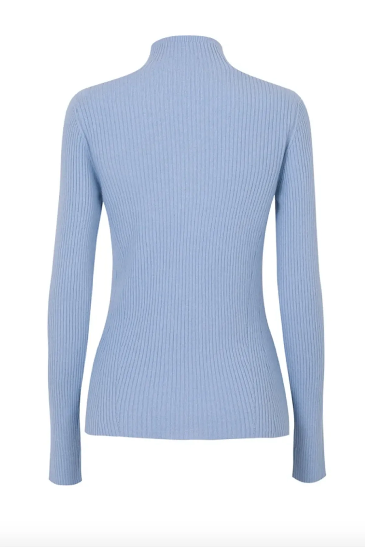 Slim Ribbed Turtleneck - Cielo