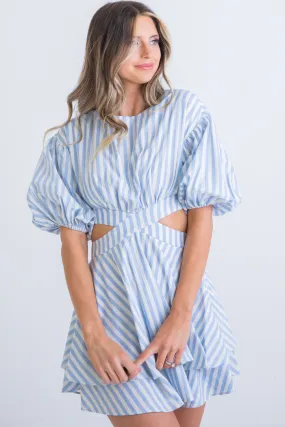 Stripe Poplin Cut-Out Dress