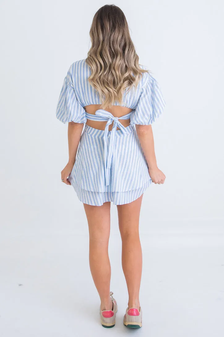 Stripe Poplin Cut-Out Dress