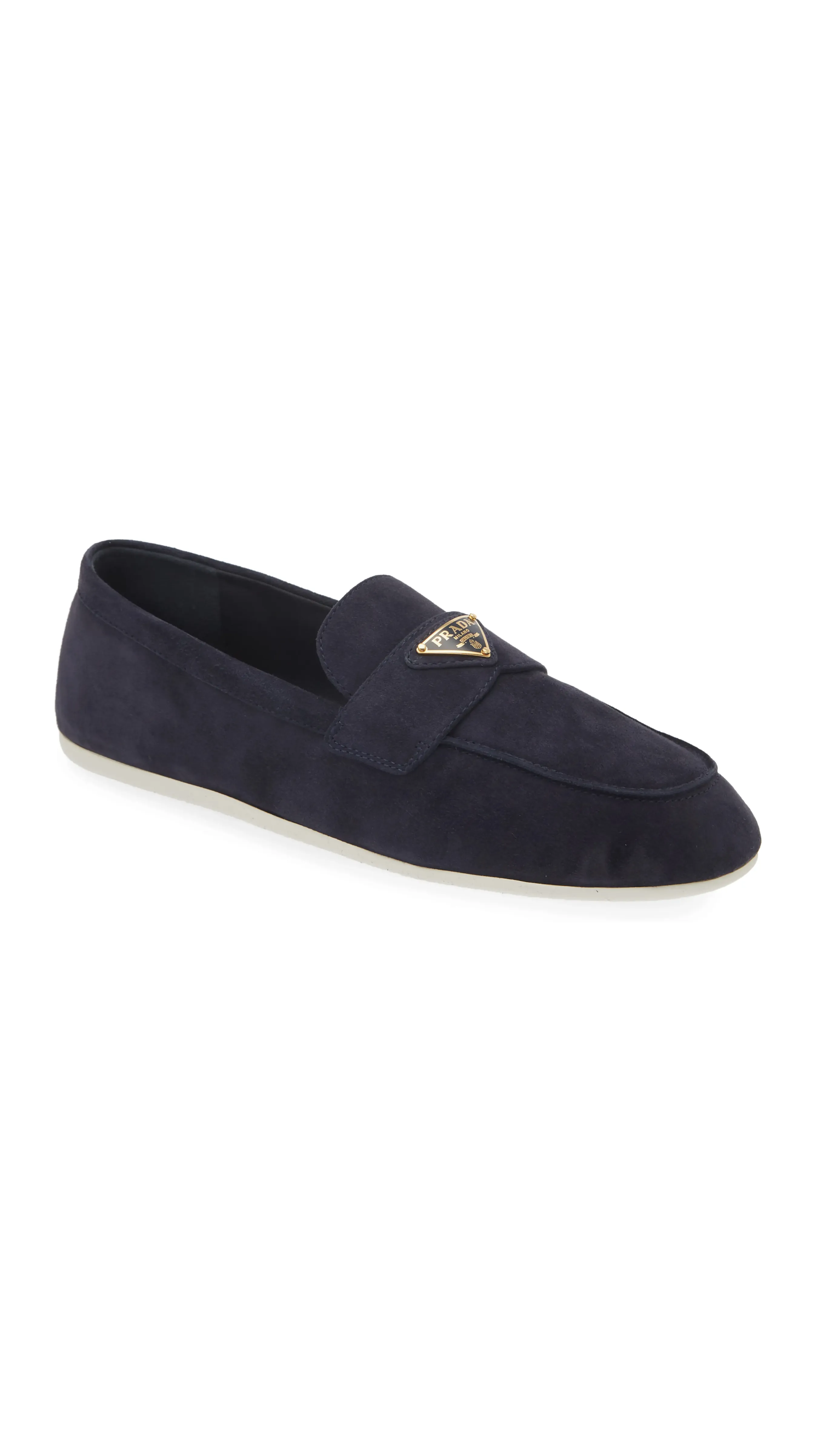 Suede Flat Loafers - Navy