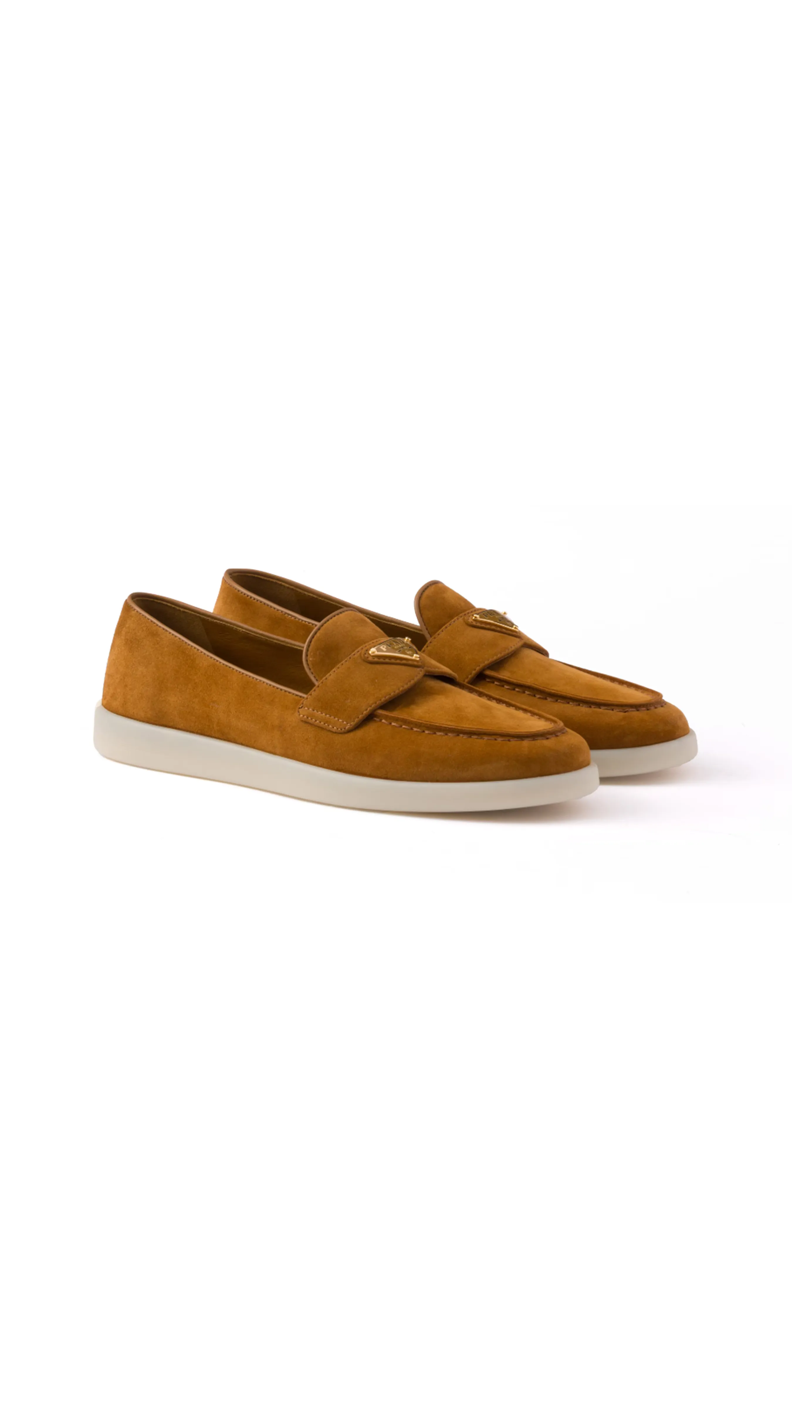 Suede Leather Loafers - Cognac