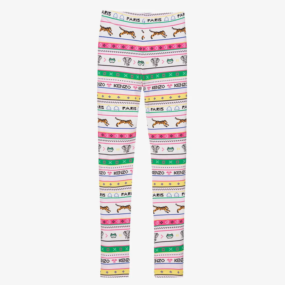 Teen Girls Multicolour Cotton Stripe Leggings