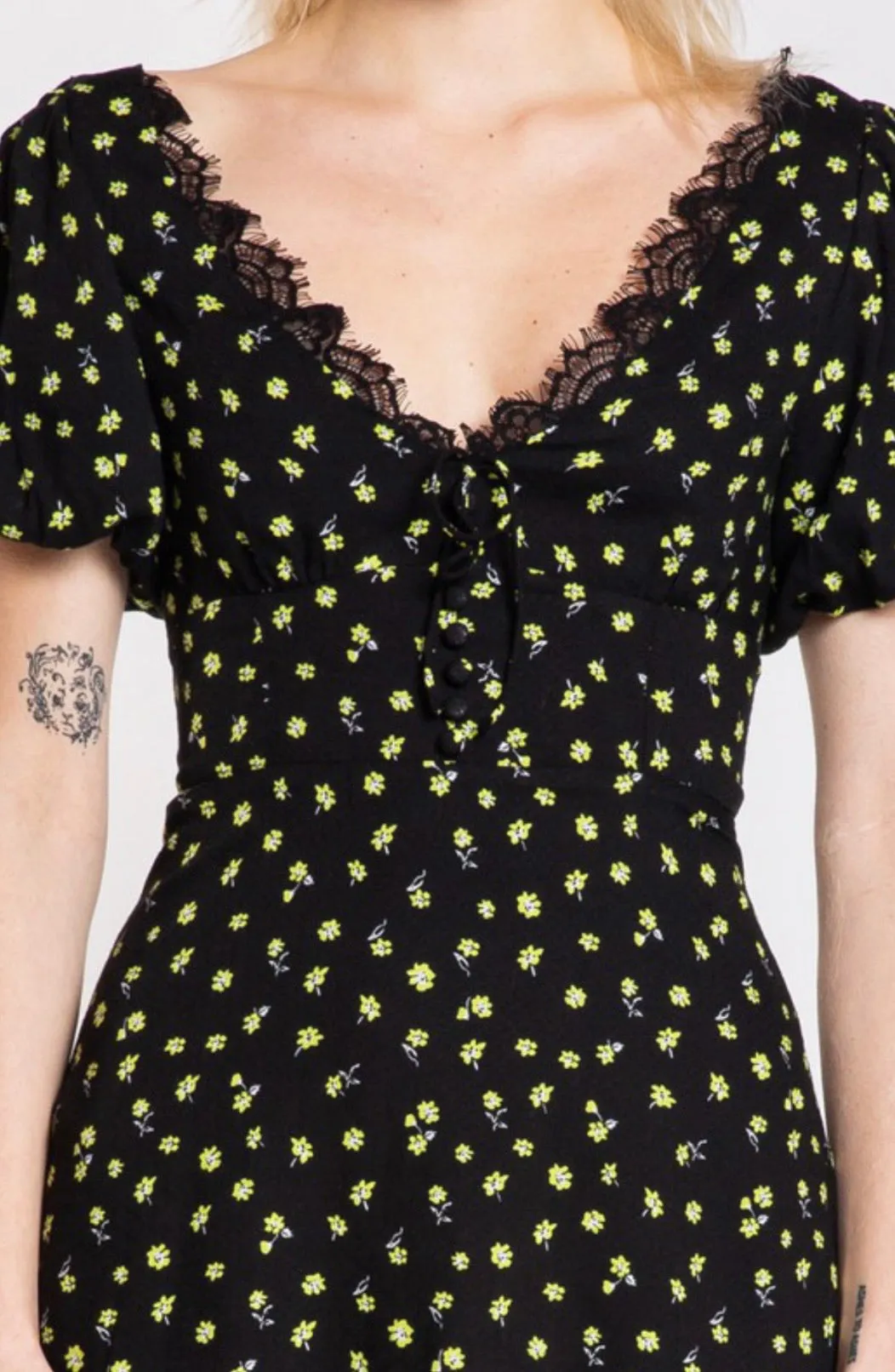 'Theresa' Lime Print Mini Sun Dress