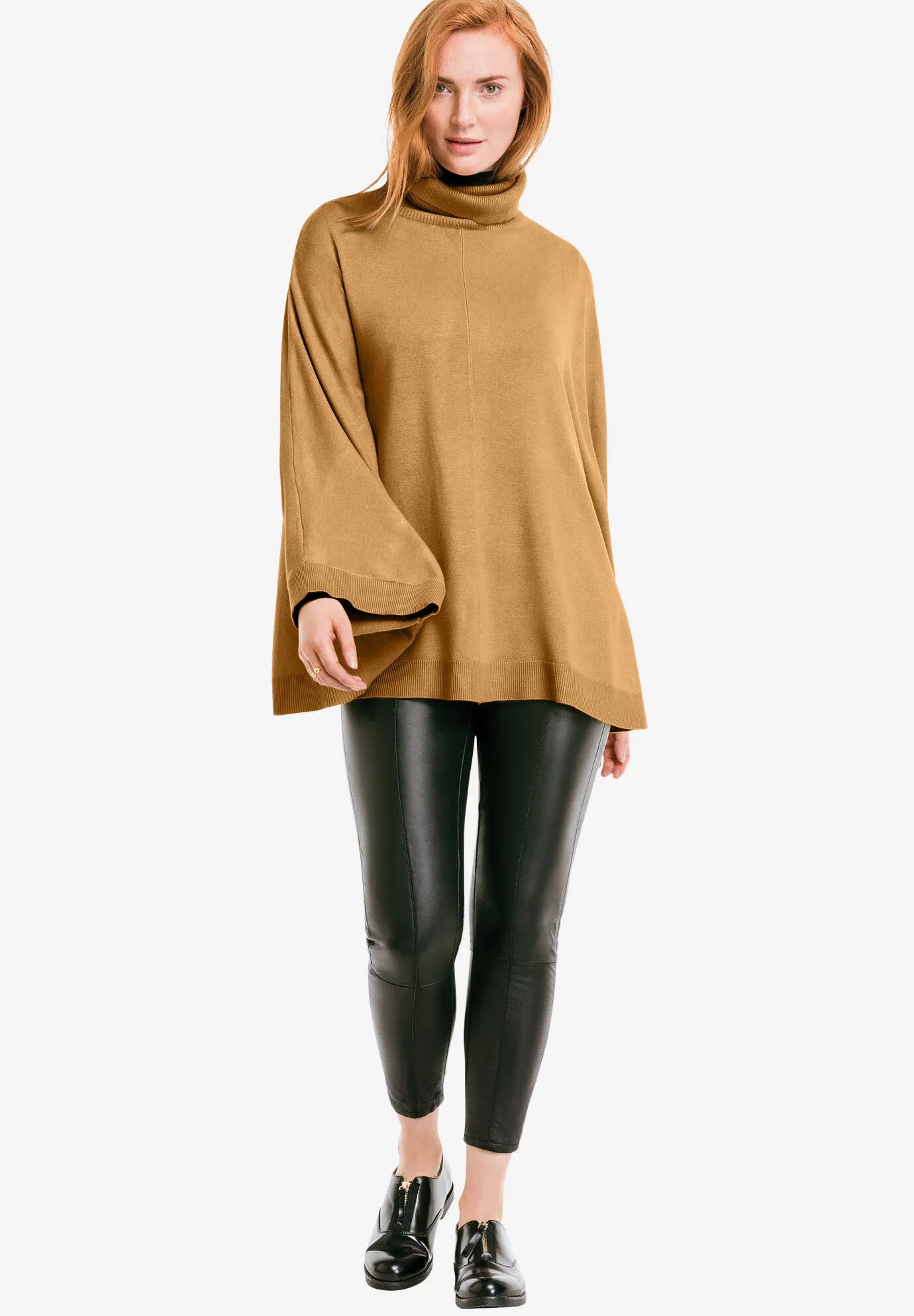 Turtleneck Poncho Sweater