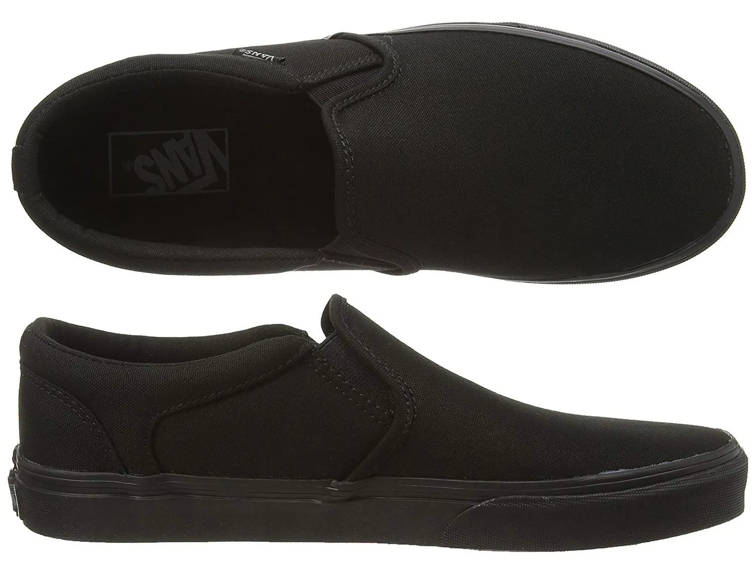 VANS Asher Canvas Slip On Trainers Black