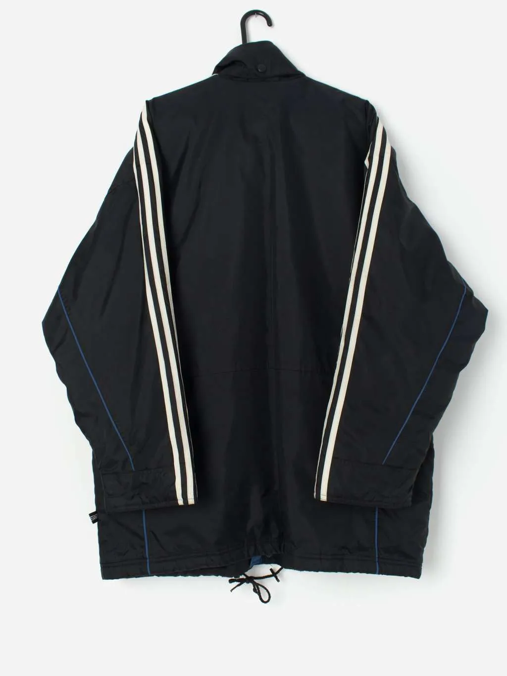 Vintage Adidas padded jacket in black, blue and white – Large / XL