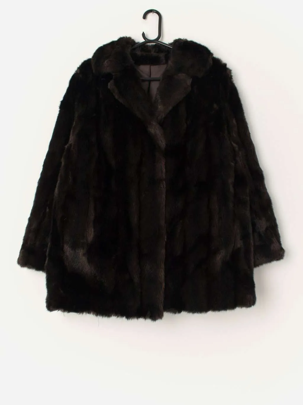 Vintage faux fur jacket in dark brown – Medium / Large